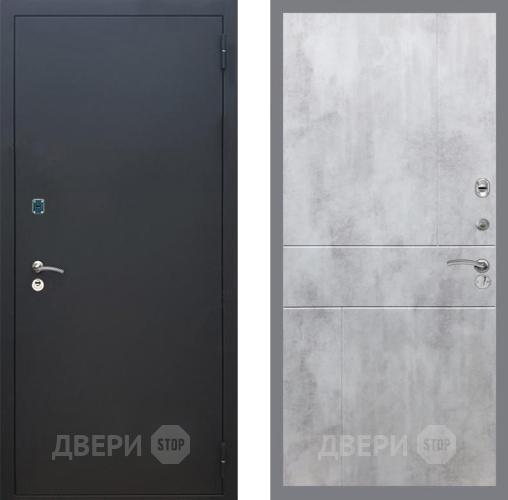 Входная металлическая Дверь Рекс (REX) 1A Черный Муар FL-290 Бетон светлый в Дмитрове