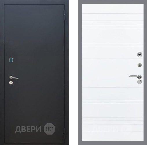 Дверь Рекс (REX) 1A Черный Муар Line Силк Сноу в Дмитрове