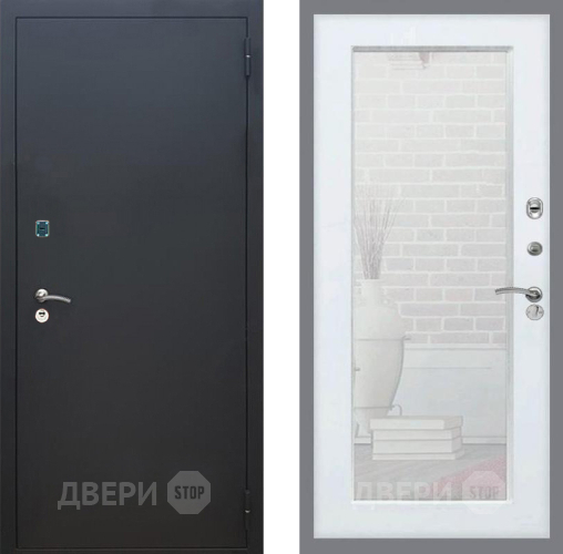Дверь Рекс (REX) 1A Черный Муар Зеркало Пастораль Белый ясень в Дмитрове