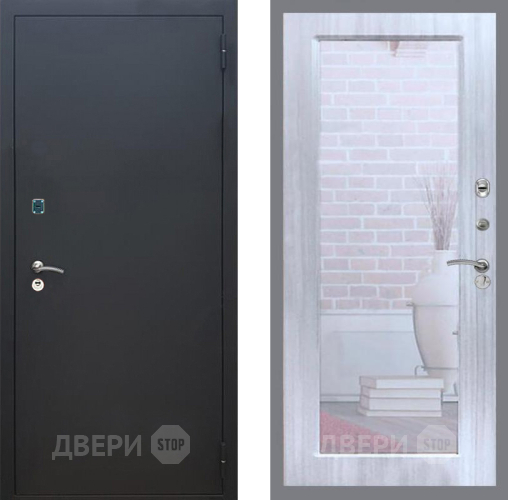 Входная металлическая Дверь Рекс (REX) 1A Черный Муар Зеркало Пастораль Сандал белый в Дмитрове
