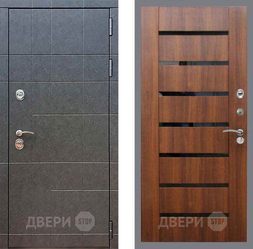 Входная металлическая Дверь Рекс (REX) 21 СБ-14 стекло черное Орех бренди в Дмитрове