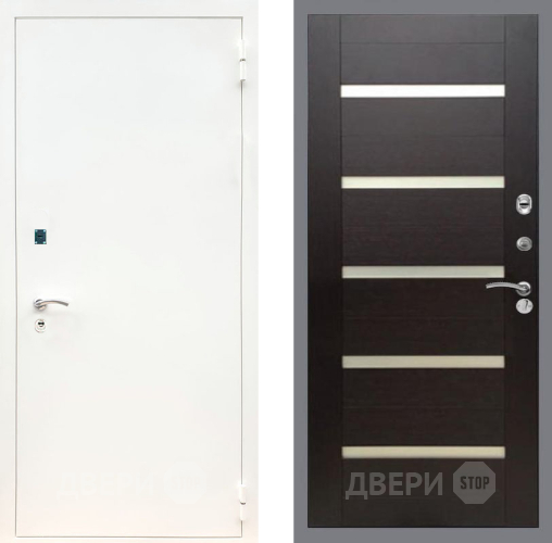 Дверь Рекс (REX) 1А Белая шагрень СБ-14 стекло белое венге поперечный в Дмитрове