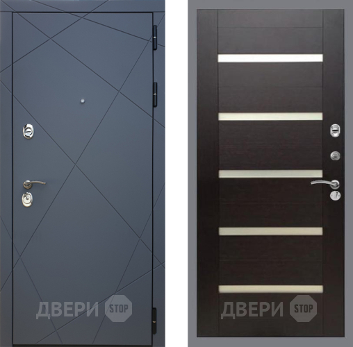 Входная металлическая Дверь Рекс (REX) 13 Силк Титан СБ-14 стекло белое венге поперечный в Дмитрове