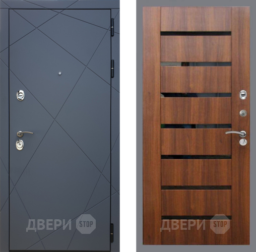 Входная металлическая Дверь Рекс (REX) 13 Силк Титан СБ-14 стекло черное Орех бренди в Дмитрове