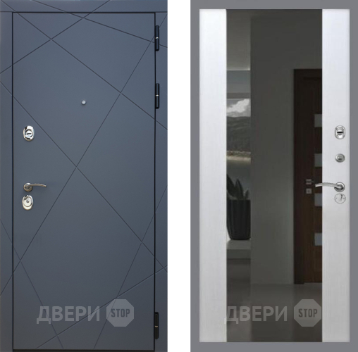 Дверь Рекс (REX) 13 Силк Титан СБ-16 Зеркало Белый ясень в Дмитрове