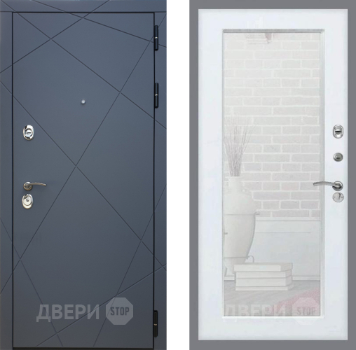 Дверь Рекс (REX) 13 Силк Титан Зеркало Пастораль Белый ясень в Дмитрове
