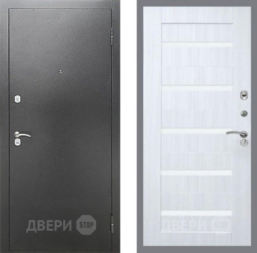 Входная металлическая Дверь Рекс (REX) Сити СБ-14 стекло белое Сандал белый в Дмитрове