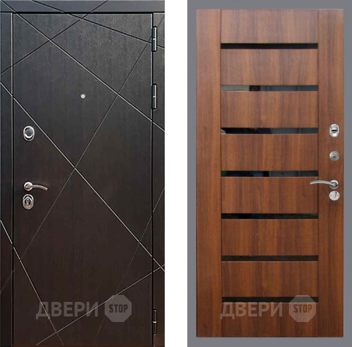 Входная металлическая Дверь Рекс (REX) 13 Венге СБ-14 стекло черное Орех бренди в Дмитрове