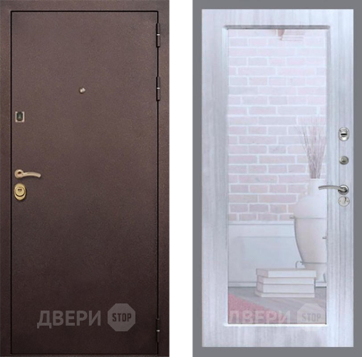 Входная металлическая Дверь Рекс (REX) Лайт 3К Зеркало Пастораль Сандал белый в Дмитрове