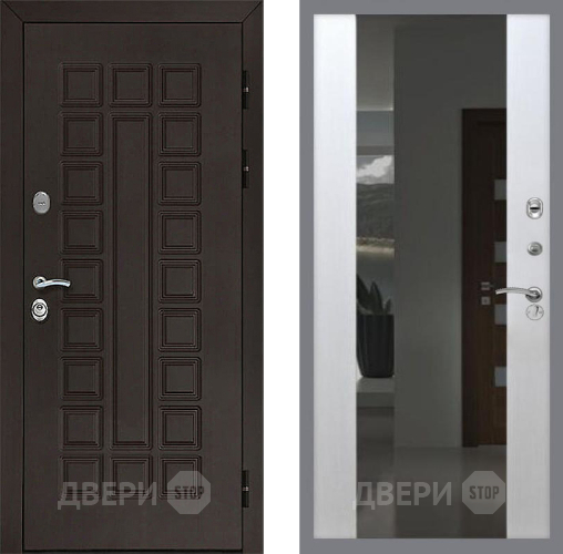 Входная металлическая Дверь Рекс (REX) Сенатор 3К СБ-16 Зеркало Белый ясень в Дмитрове