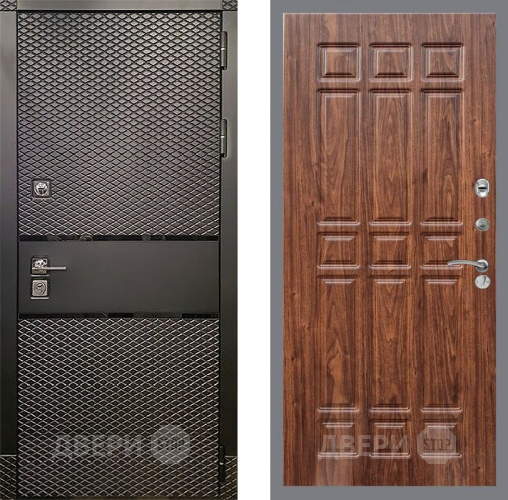 Входная металлическая Дверь Рекс (REX) 15 Черный Кварц FL-33 орех тисненый в Дмитрове