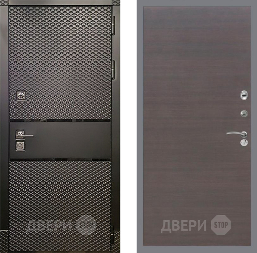 Входная металлическая Дверь Рекс (REX) 15 Черный Кварц GL венге поперечный в Дмитрове