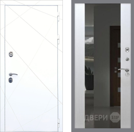 Входная металлическая Дверь Рекс (REX) 13 Силк Сноу СБ-16 с Зеркалом Лиственница беж в Дмитрове