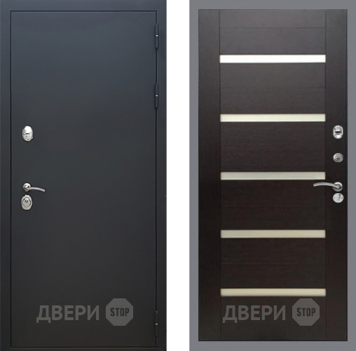 Входная металлическая Дверь Рекс (REX) 5 Черный Муар СБ-14 стекло белое венге поперечный в Дмитрове