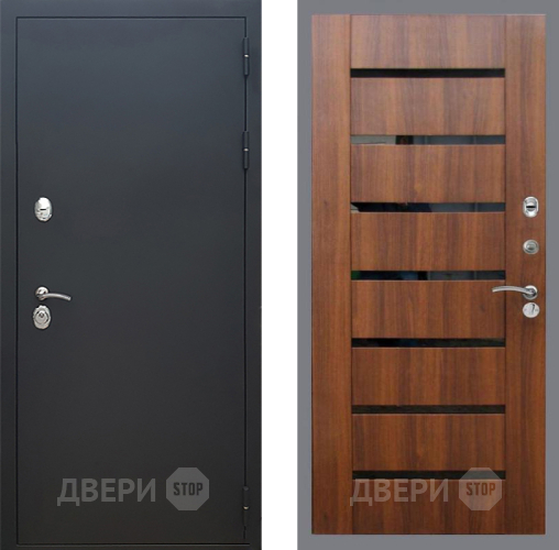 Дверь Рекс (REX) 5 Черный Муар СБ-14 стекло черное Орех бренди в Дмитрове