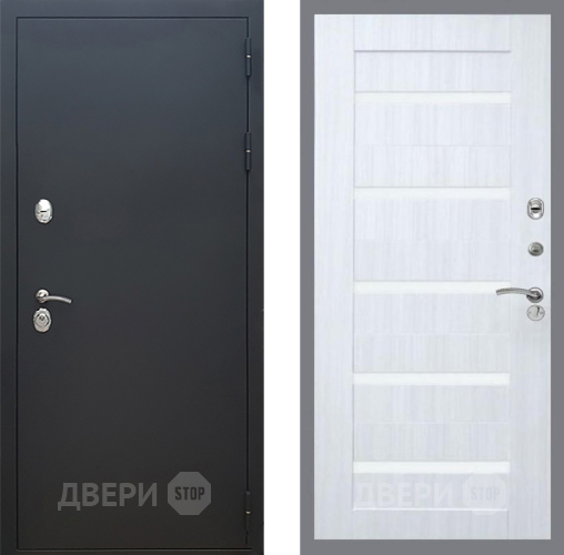 Дверь Рекс (REX) 5 Черный Муар СБ-14 стекло белое Сандал белый в Дмитрове