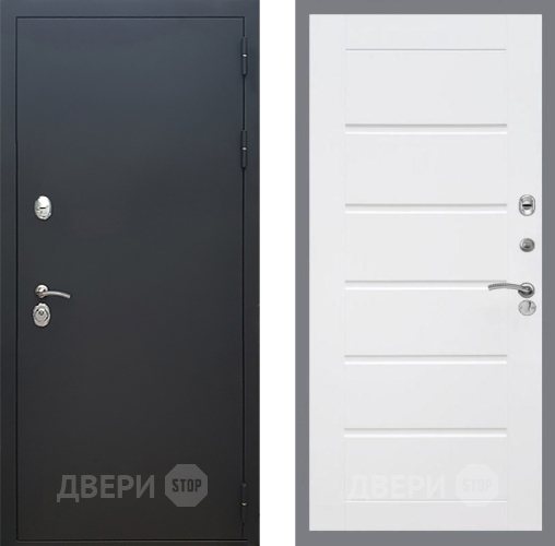Дверь Рекс (REX) 5 Черный Муар Сити Белый ясень в Дмитрове