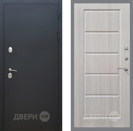 Входная металлическая Дверь Рекс (REX) 5 Черный Муар FL-39 Беленый дуб в Дмитрове