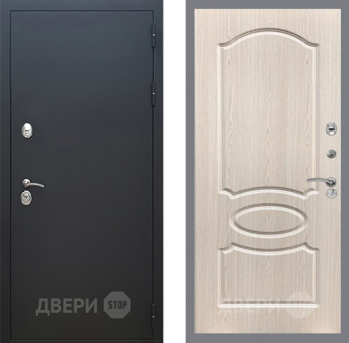 Входная металлическая Дверь Рекс (REX) 5 Черный Муар FL-128 Беленый дуб в Дмитрове