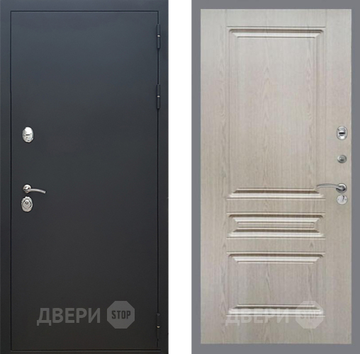 Входная металлическая Дверь Рекс (REX) 5 Черный Муар FL-243 Беленый дуб в Дмитрове