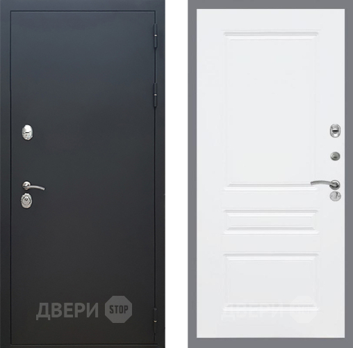 Входная металлическая Дверь Рекс (REX) 5 Черный Муар FL-243 Силк Сноу в Дмитрове
