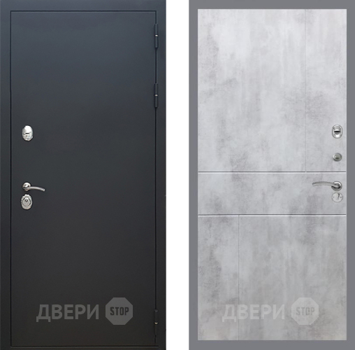 Входная металлическая Дверь Рекс (REX) 5 Черный Муар FL-290 Бетон светлый в Дмитрове