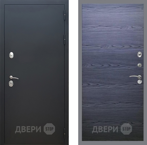 Входная металлическая Дверь Рекс (REX) 5 Черный Муар GL Дуб тангенальный черный в Дмитрове