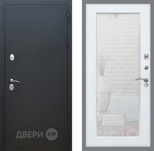 Дверь Рекс (REX) 5 Черный Муар Зеркало Пастораль Белый ясень в Дмитрове