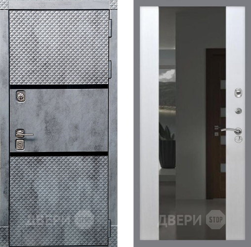 Входная металлическая Дверь Рекс (REX) 15 Бетон Темный СБ-16 Зеркало Белый ясень в Дмитрове