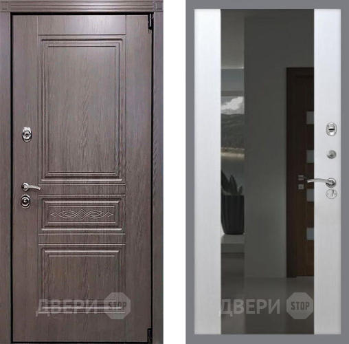 Входная металлическая Дверь Рекс (REX) Премиум-S СБ-16 Зеркало Белый ясень в Дмитрове