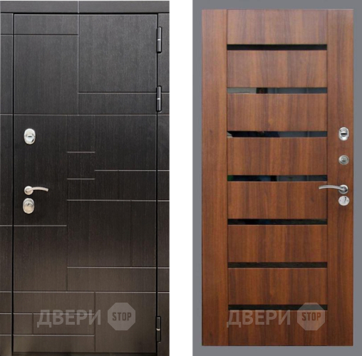 Входная металлическая Дверь Рекс (REX) 20 СБ-14 стекло черное Орех бренди в Дмитрове