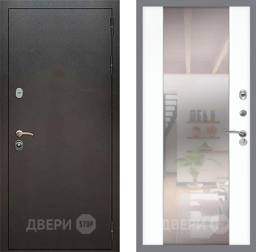 Входная металлическая Дверь Рекс (REX) 5 Серебро Антик СБ-16 Зеркало Силк Сноу в Дмитрове