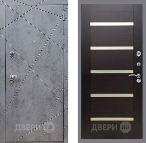 Дверь Рекс (REX) 13 Бетон Темный СБ-14 стекло белое венге поперечный в Дмитрове
