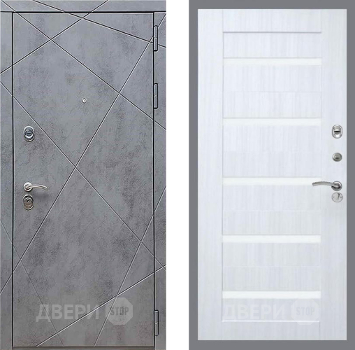 Дверь Рекс (REX) 13 Бетон Темный СБ-14 стекло белое Сандал белый в Дмитрове