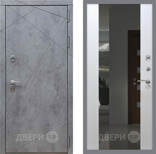 Входная металлическая Дверь Рекс (REX) 13 Бетон Темный СБ-16 Зеркало Белый ясень в Дмитрове