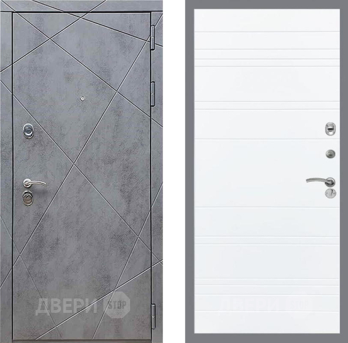 Входная металлическая Дверь Рекс (REX) 13 Бетон Темный Line Силк Сноу в Дмитрове
