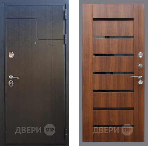 Входная металлическая Дверь Рекс (REX) Премиум-246 СБ-14 стекло черное Орех бренди в Дмитрове