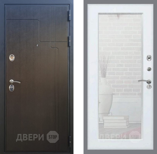 Входная металлическая Дверь Рекс (REX) Премиум-246 Зеркало Пастораль Белый ясень в Дмитрове