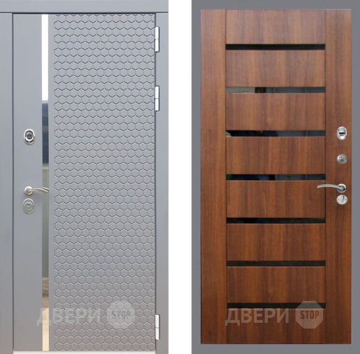 Входная металлическая Дверь Рекс (REX) 24 СБ-14 стекло черное Орех бренди в Дмитрове