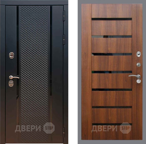 Входная металлическая Дверь Рекс (REX) 25 СБ-14 стекло черное Орех бренди в Дмитрове