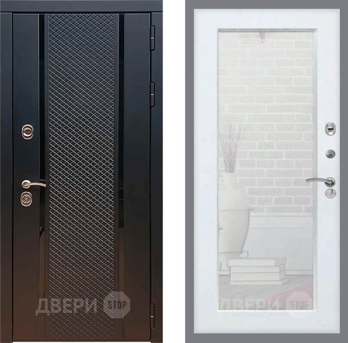 Входная металлическая Дверь Рекс (REX) 25 Зеркало Пастораль Белый ясень в Дмитрове