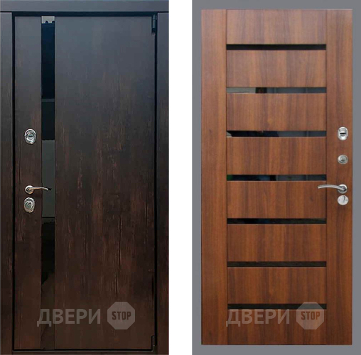 Входная металлическая Дверь Рекс (REX) 26 СБ-14 стекло черное Орех бренди в Дмитрове
