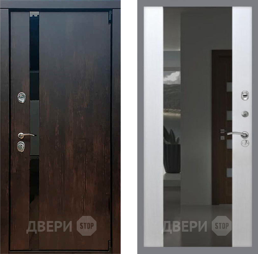 Входная металлическая Дверь Рекс (REX) 26 СБ-16 Зеркало Белый ясень в Дмитрове