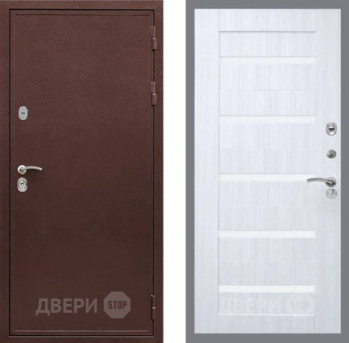Входная металлическая Дверь Рекс (REX) 5 металл 3 мм СБ-14 стекло белое Сандал белый в Дмитрове