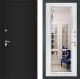 Дверь Лабиринт (LABIRINT) Classic шагрень черная Зеркало Фацет с багетом Белый софт в Дмитрове
